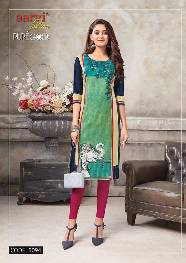 Aarvi Pure Gold Vol 5 Fancy Rayon Printed Kurti 